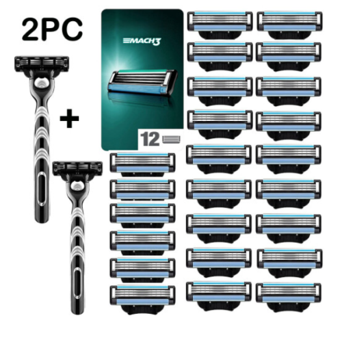 24PCS For Gillette Mach 3 Manual Razor Replacement Blades +2 Shaving ...