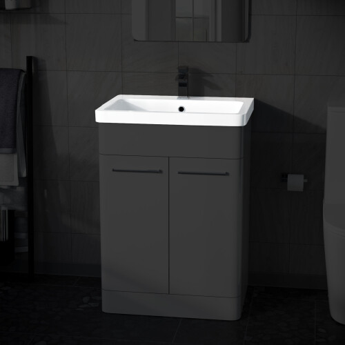 NES Home 600mm White Ceramic Mid-Edge Basin comes with Single Tap Hole and Overflow 1