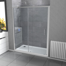 Nes Home Slider Door 6mm Clear Glass 1700mm x 1850mm Chrome