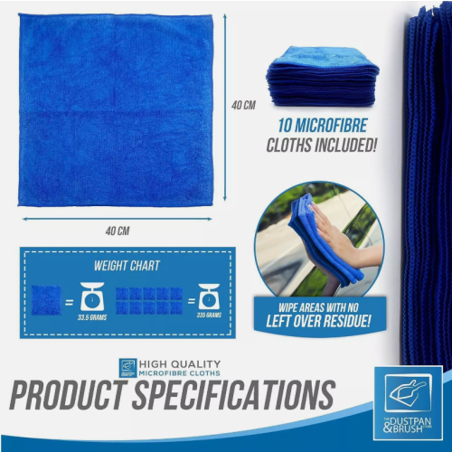 Microfibre Cloths 40x40 Cleaning Drying 10 Kitchen Window Car Cleaning 2