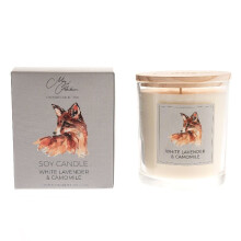 Fox Design White Lavender & Chamomile Scented Soy Wax Lidded Boxed Jar Candle
