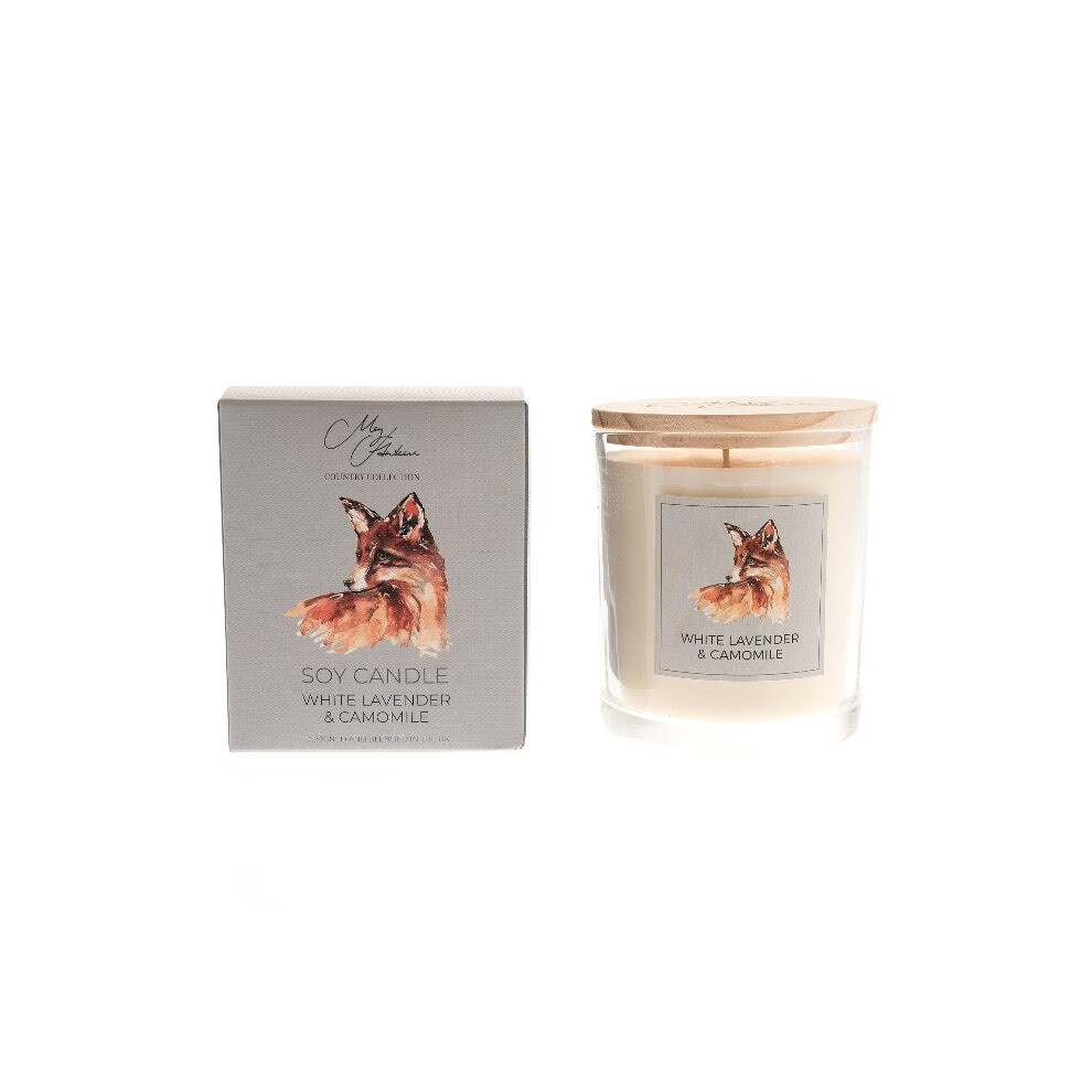 Widdop And Co. Fox Design White Lavender & Chamomile Scented Soy Wax Lidded Boxed Jar Candle