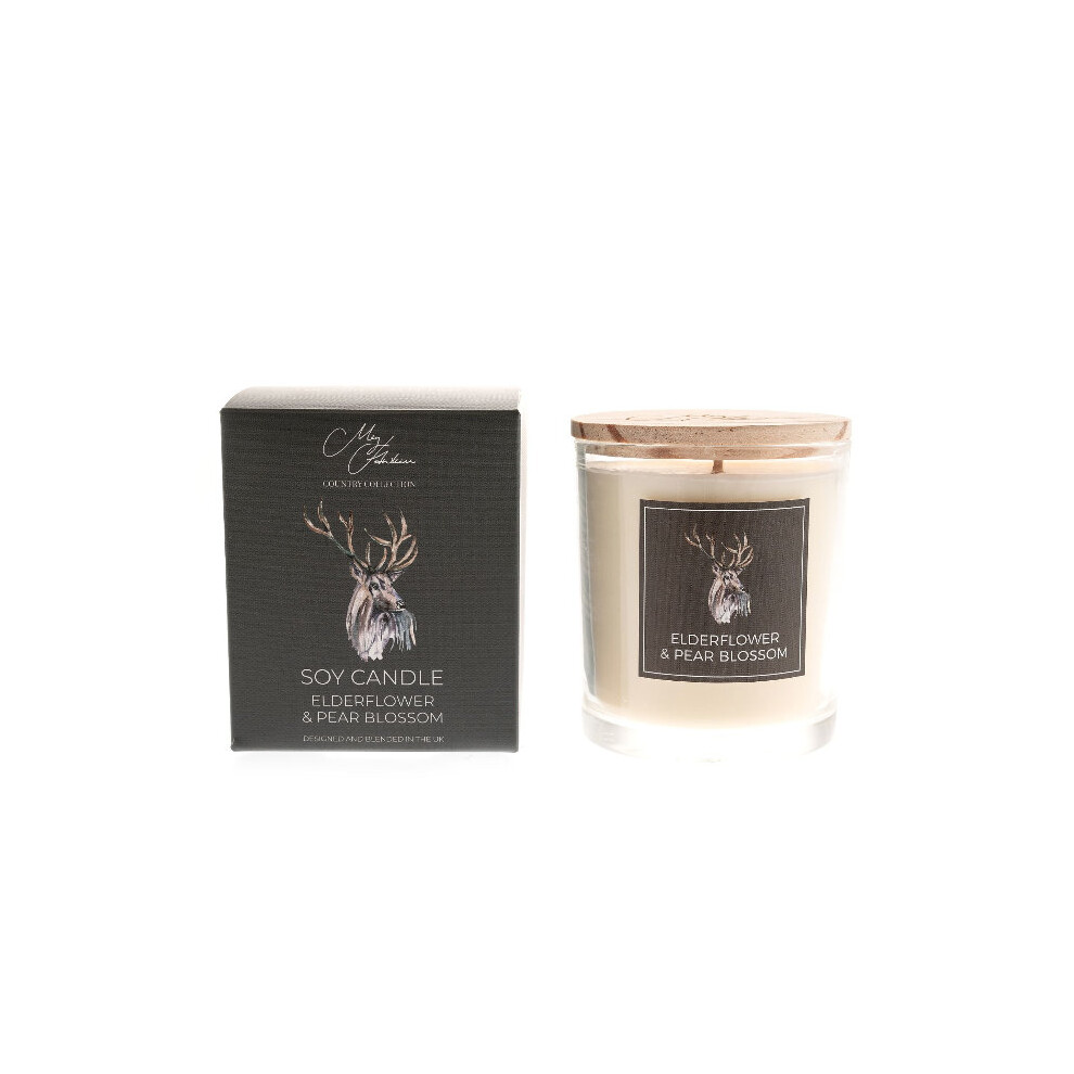 Scottish Stag Design Elderflower Pear Blossom Soy Wax Jar Lid Candle