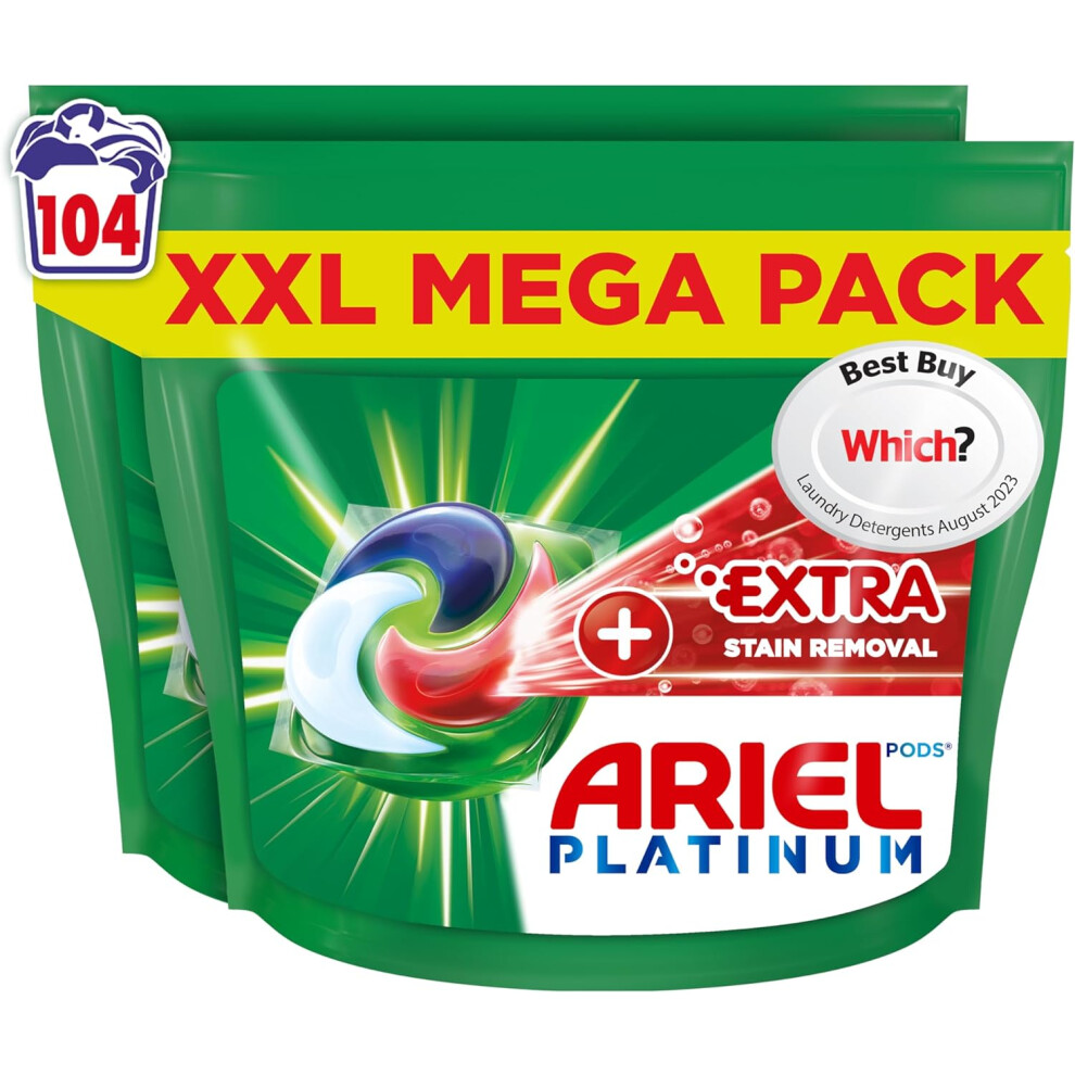 Ariel Platinum PODSÂ®, Washing Liquid Laundry Detergent Capsules 104 Washes