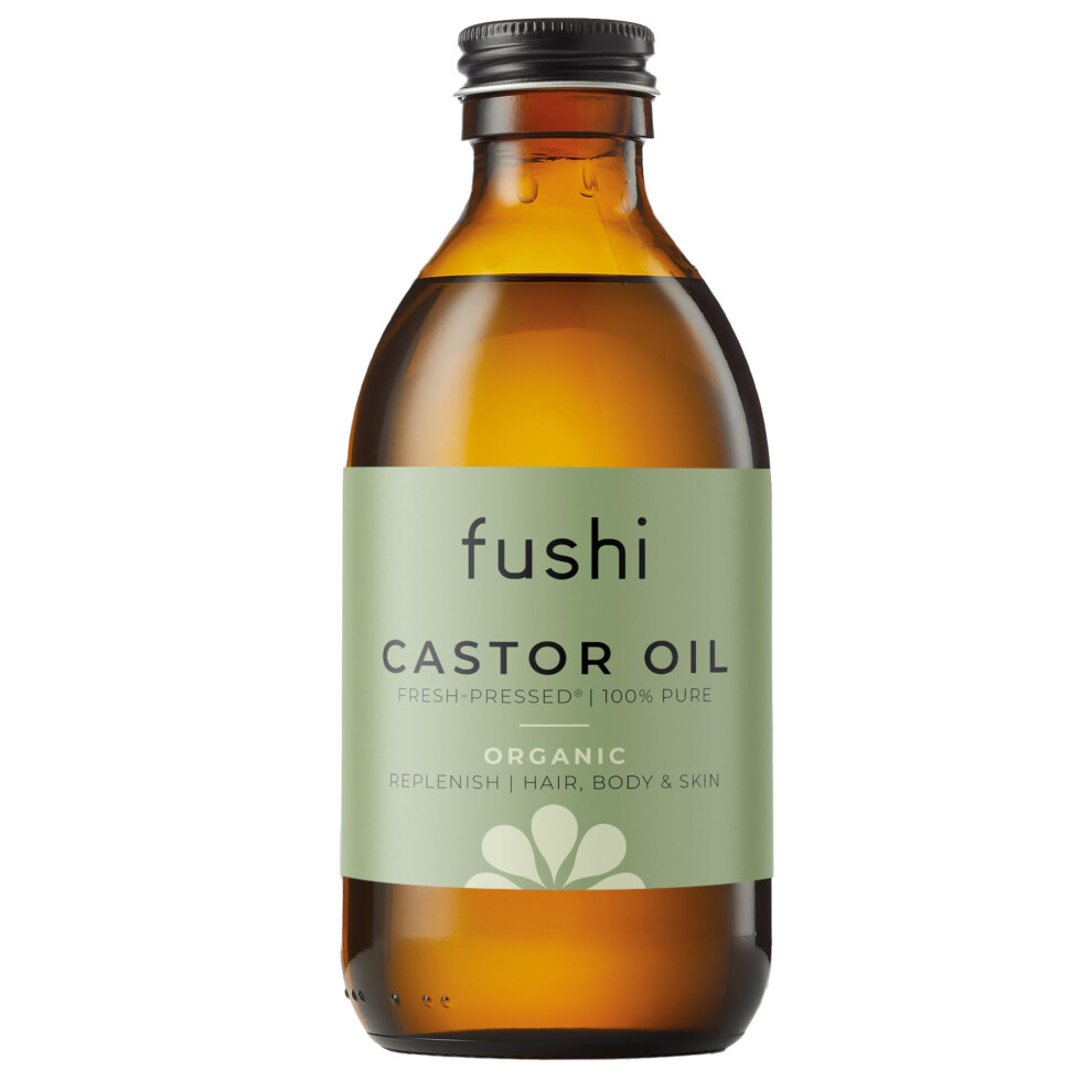 Fushi Organic Castor Oil 250ml 100% Pure Cold & Fresh-Pressed For Dry Skin & Hair Growth, Eyelashes & Eyebrows Hexane Free Natural Food-grade Sustaina