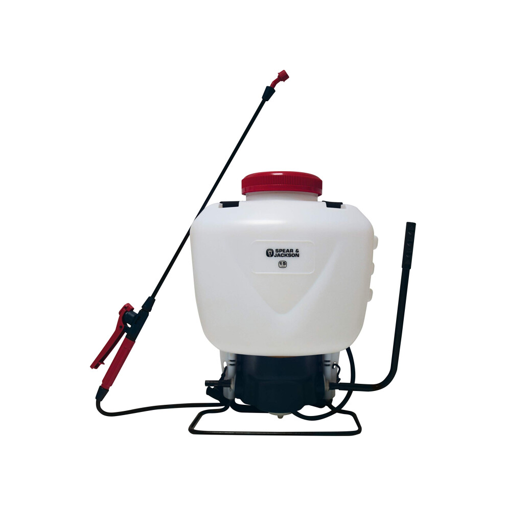 Spear & Jackson 15LPAPS 15 Litre Pump Action Pressure Sprayer, White/Red/Black/Blue