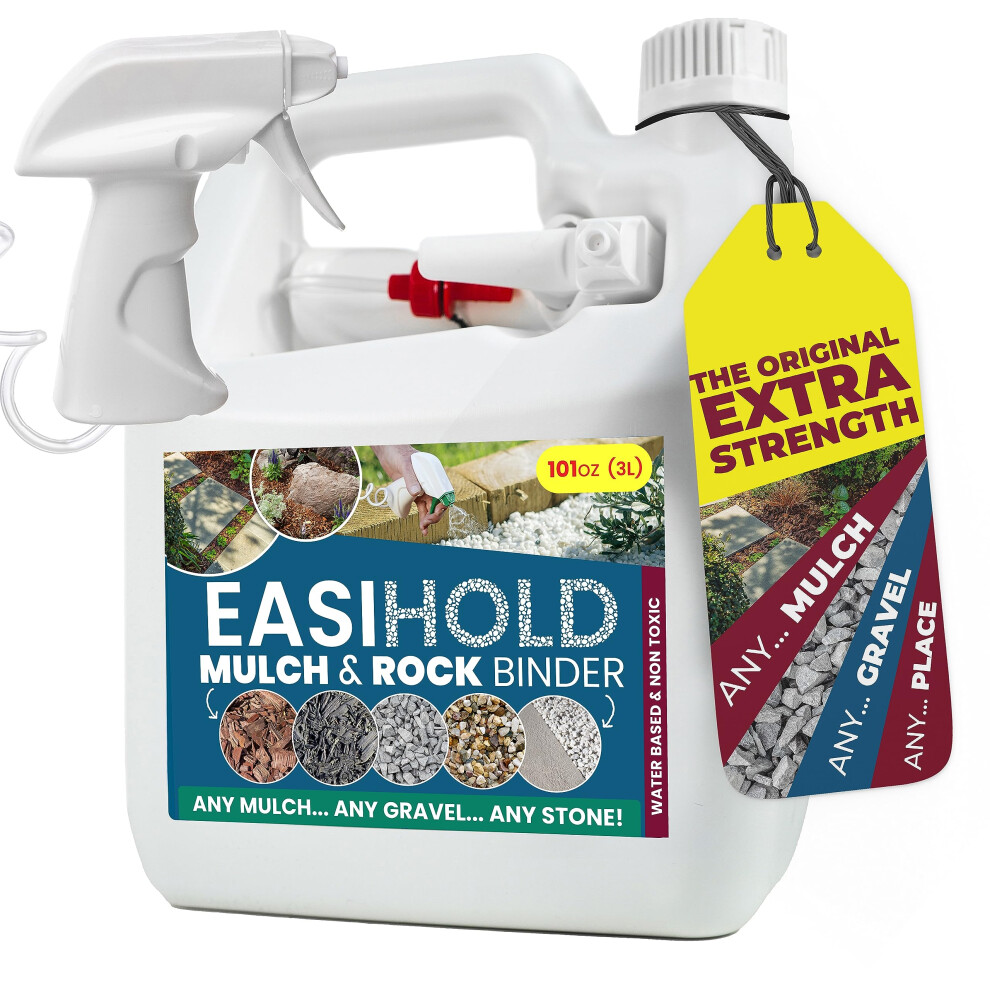 EASIHOLD ROCKS - 3L Resin Gravel Glue with Applicator for Bonding Stones, Bark and Gravel on Borders, Patios and Garden Paths. Lasts up to 3 Years, No