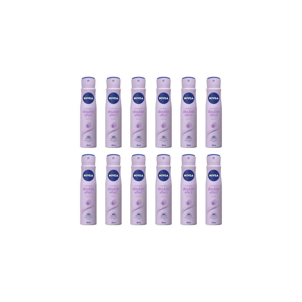 Nivea Anti-Perspirant Double Effect Deo 48Hr Protection 250ml - Pack of 12