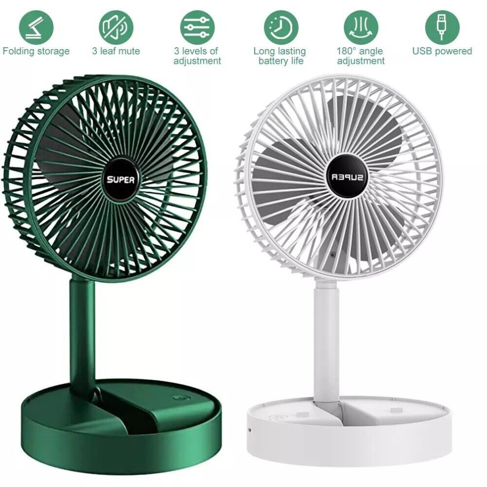 Telescopic Cordless Fan Cooling Wireless Folding Portable USB Rechargeable Fan--