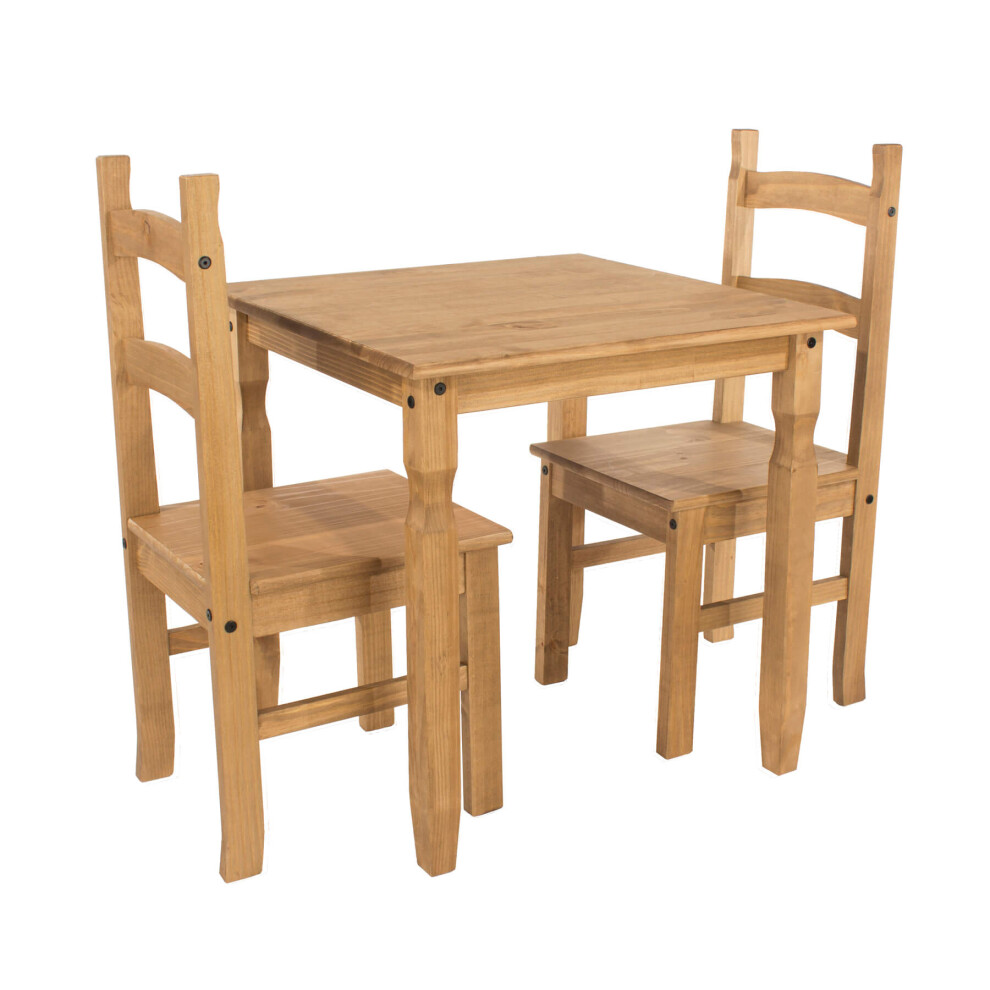 Home Source Corona Pine Dining Table and 2 Chairs Set