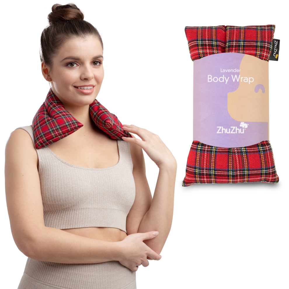 Zhu Zhu Red Tartan Lavender Body Wrap Microwave Wheat Bag Heat Pack