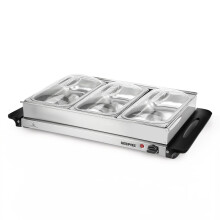 GEEPAS 300W Electric FoodWarmer,Stainless Steel Buffet Trays with Lids