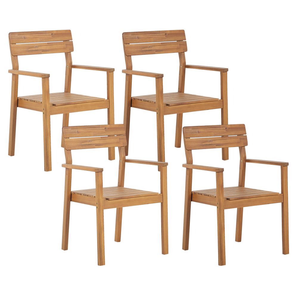 Set of 4 Garden Chairs FORNELLI Acacia Wood Brown