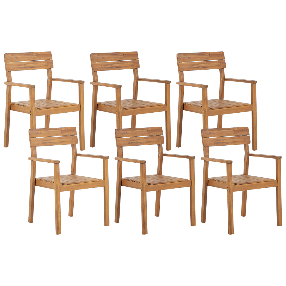 Set of 6 Garden Chairs FORNELLI Acacia Wood Brown