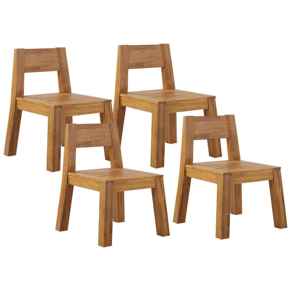 Set of 4 Garden Chairs LIVORNO Acacia Wood Brown