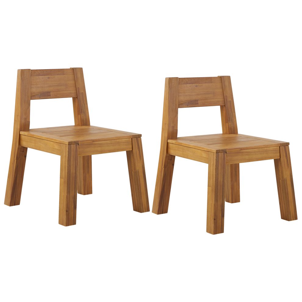 Set of 2 Garden Chairs LIVORNO Acacia Wood Brown
