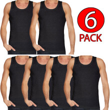 (Charcoal - 6 Pack, 2XL) Mens Vests 100%Cotton Gym Training Tank Top 6 Pack