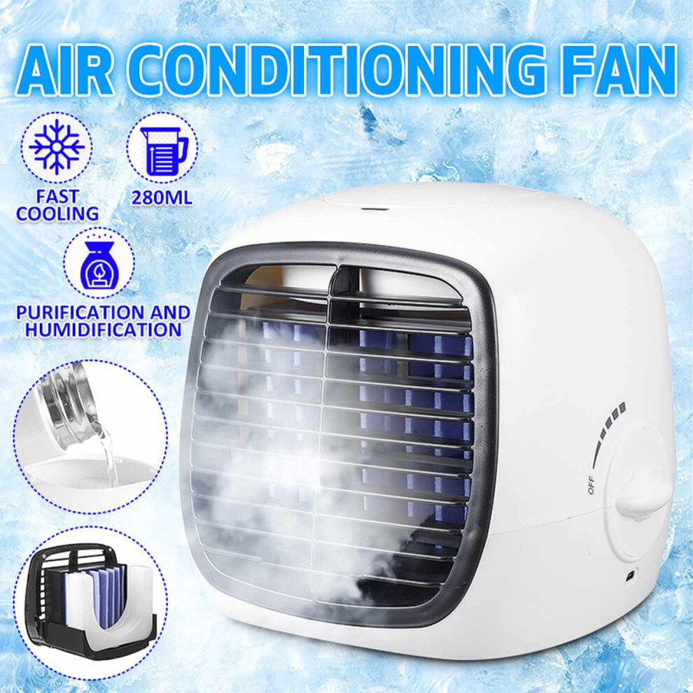 Portable Mini Air Conditioner USB Air Cooler Fan Desktop Cooling Humidifier Purifier For Home Office Bedroom