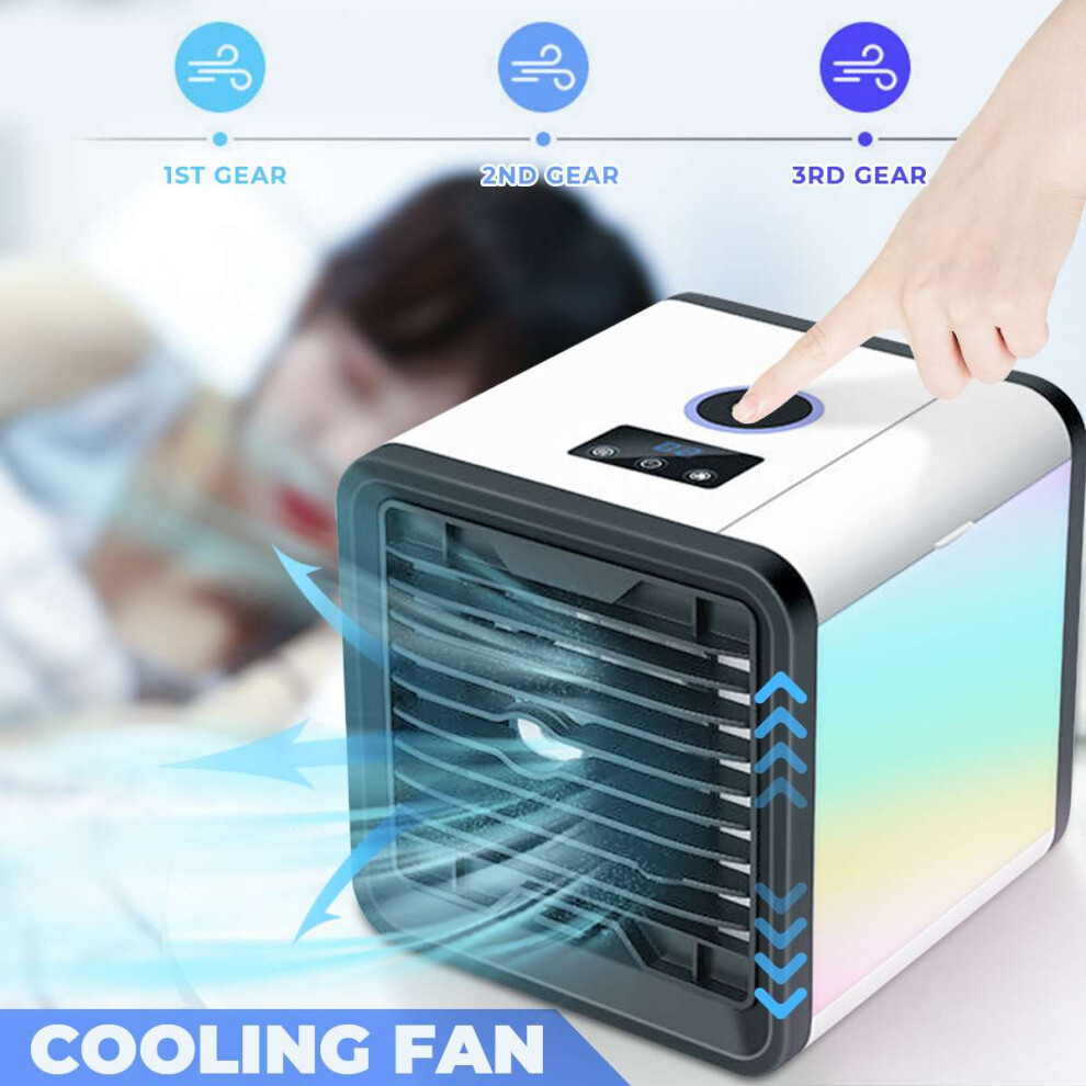 Mini Air Conditioner USB Desk Cooler Fan 7 Colors Light Portable 3 Gear Cooling Fan Humidifier Purifier For Office Bedroom