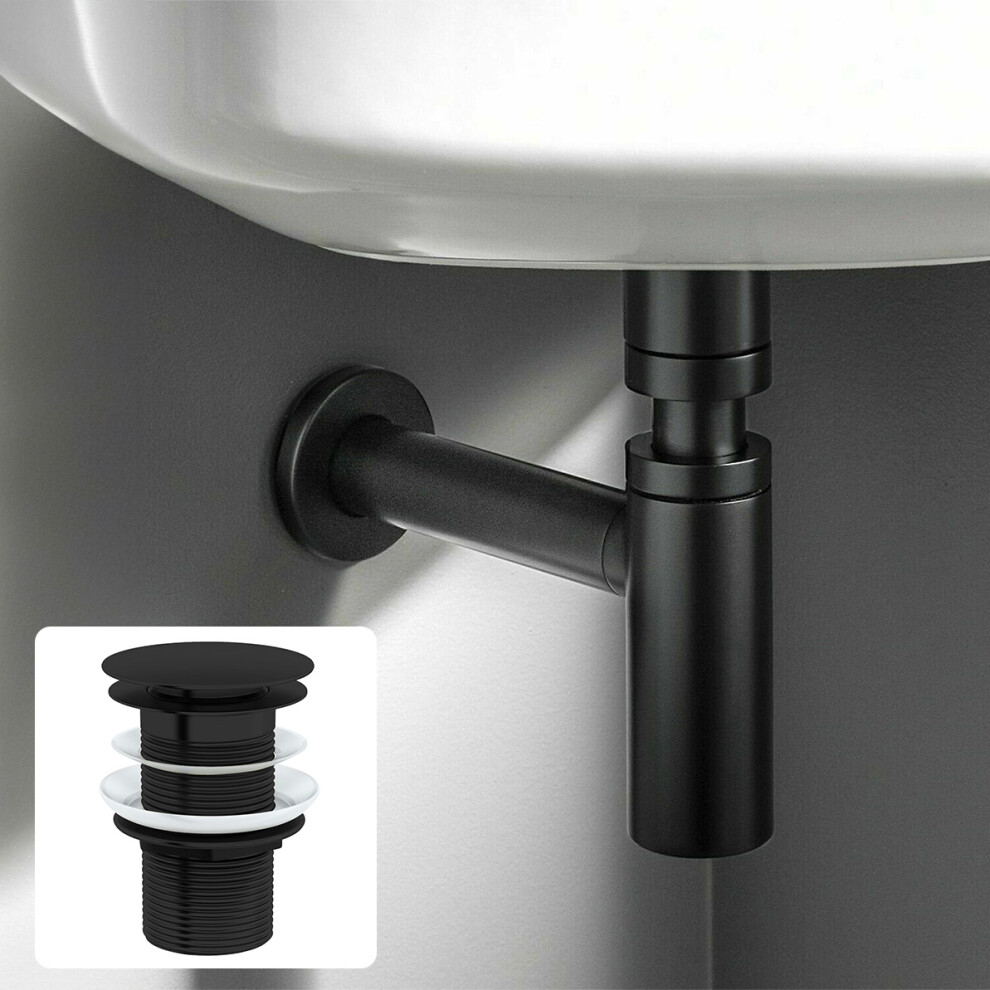 Nes Home Universal Bathroom Basin Bottle Trap & Waste Matte Black