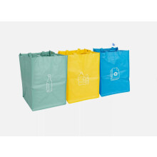 MantraRaj 3Pcs Colour Recycle Bags Set of 3 Recycling Bin Bags Heavy Duty Reusable Pack With Strong Handles Colour Coded Bins
