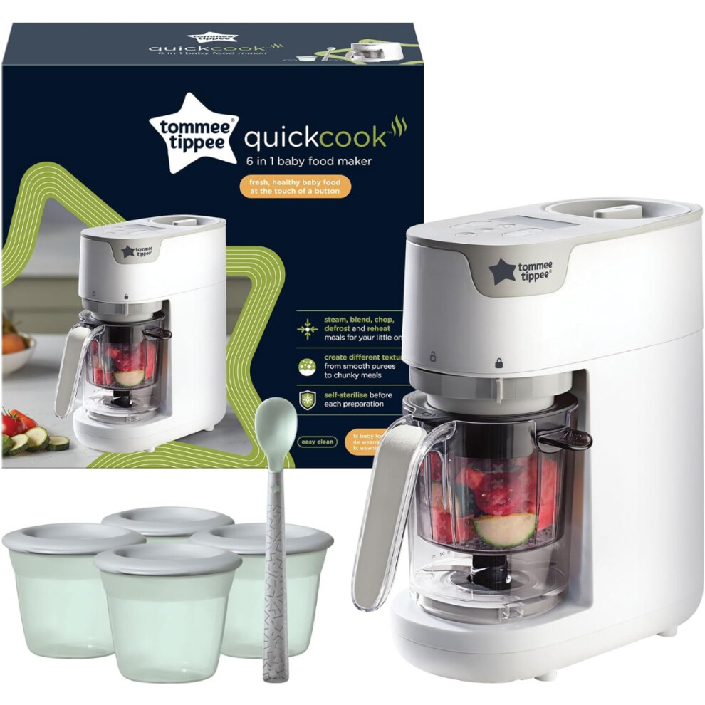 Tommee Tippee Quick Cook 6-In-1 Baby Food Maker White Character Options