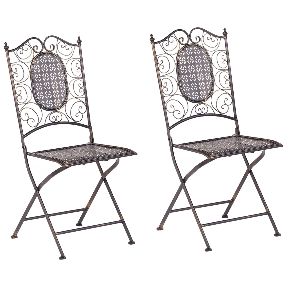 Set of 2 Garden Chairs BORMIO Folding Metal Black