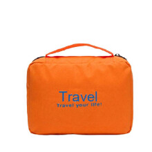 (Orange) Travel Foldable Toiletries Bag With Letters Hanging Multifunctional Convenient