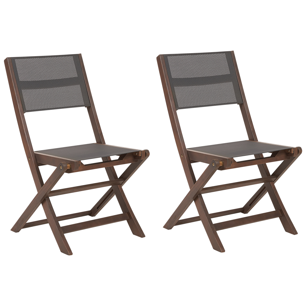 Set of 2 Garden Chairs CESANA Acacia Wood Dark Brown