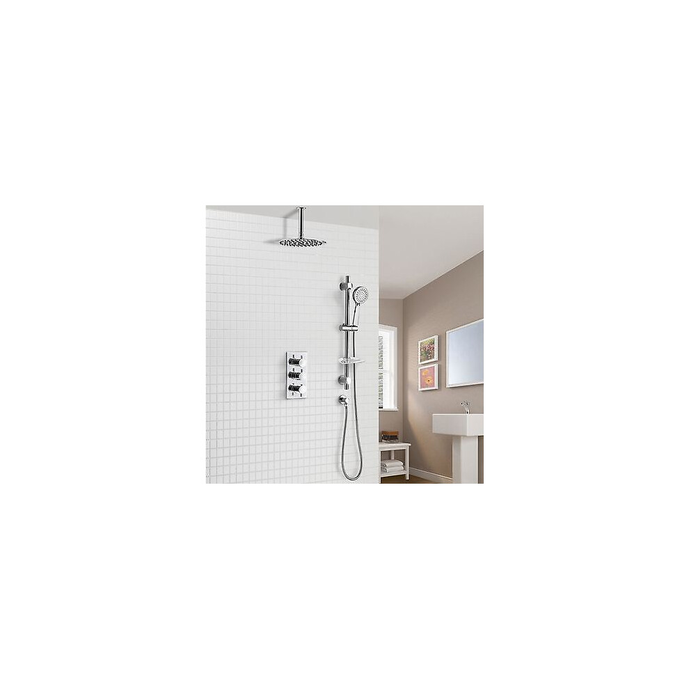 CALLA 2 WAY SLIM ROUND CEILING THERMOSTATIC CONCEALED BATHROOM SHOWER RAIL HEAD