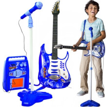 Kids Electric Guitar, Microphone & Sky Amplifier (22409) - MP3 Input, Flashing Lights, Battery-Powered Concert Set