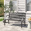 Living And Home 2 Seater Black Retro Slatted Iron Wood Rustproof Garden Bench 2