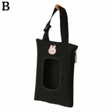 (B) Flip Cover Tissue Box Cartoon Animal Wet Wipes Case Car Hanging Bag Paper Holder Storage Removable Napkin Storage Hanging Box