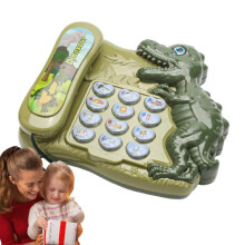 (Green) Teaching Telephone For Kids Cartoon Dinosaur Toy Telephone Story Machine Engaging Phone Toy Letter & Number Learning Fosters