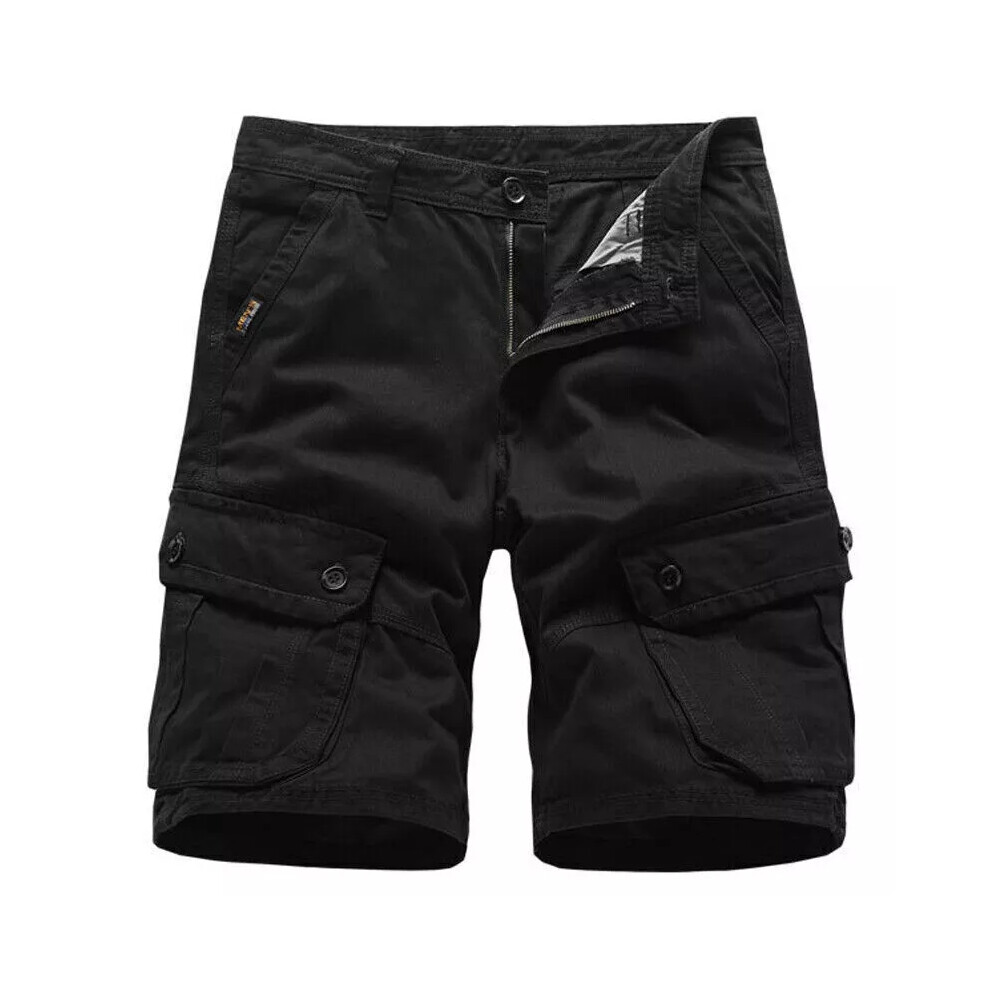 (Black, 32) Men Cargo Shorts Cotton Combat Multi Pocket Summer Casual Work Outdoor Half Pant-image-OPC-PDYTCYR-NEW