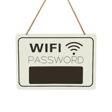 WiFi Sign For Guests Classic Wifi Pattern Password Sign Writable Erasable Board Portable Wooden Sign For Home Business Table
