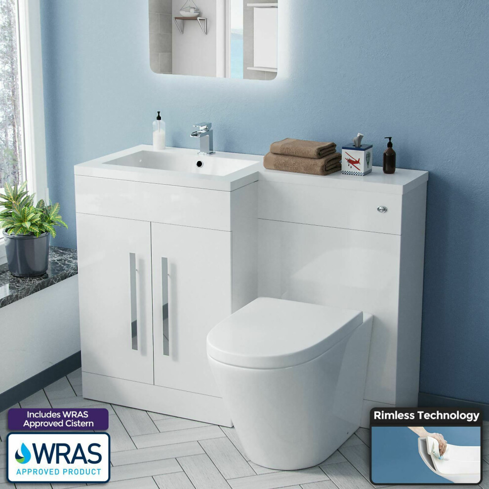 Lh Vanity Sink Unit Back To Wall Wc Rimless Toilet Bathroom Suit Aric 9458211764203