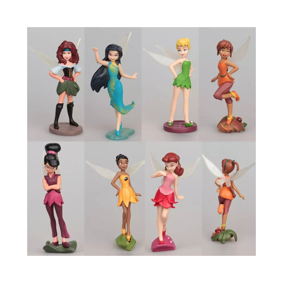 7PC/Set Tinkerbell Fairy Princess Action Miniature Figure Cake Topper Doll Toys