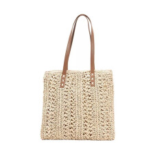 (Beige) Women Straw Woven Shoulder Bags Large Capacity Bohemian Beach Handbag Totes