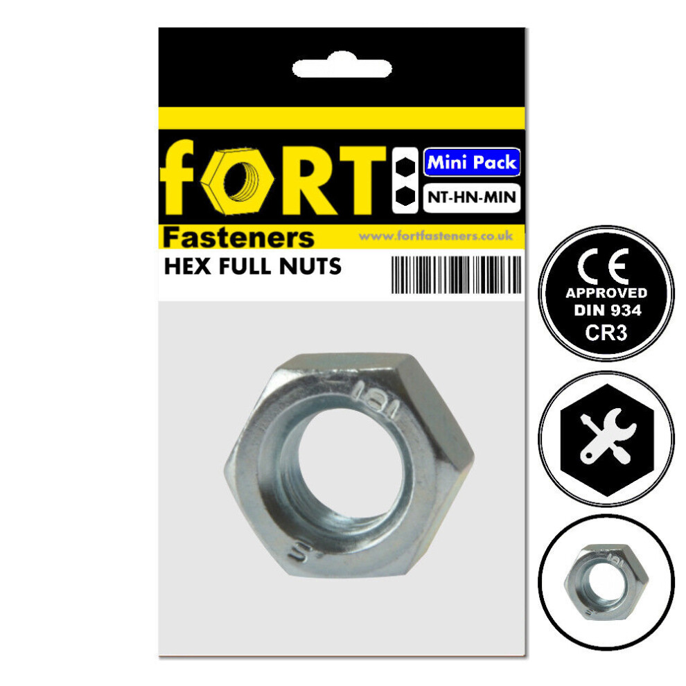 (M6, 80 Hex Nuts) Hexagon Full Nuts Bzp Fort Fastenersâ® 5057670052018