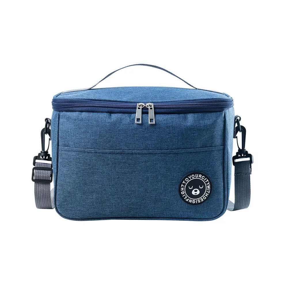 (Navy, S) Large Insulated Lunch Bag Adult Kids Thermal Cool Hot Food Storage Tote Box