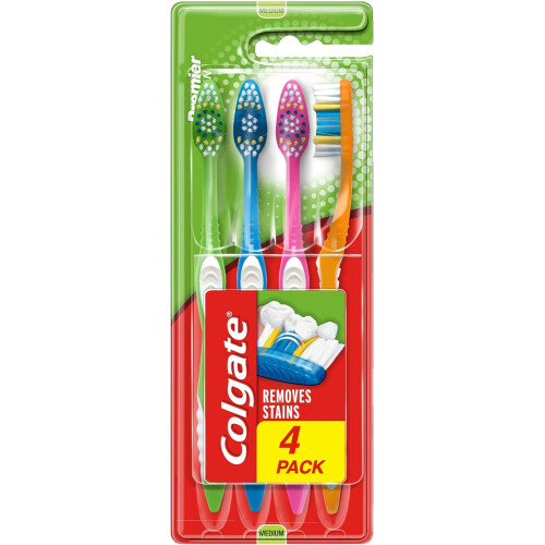 Colgate Colgate Toothbrush Premier Clean 4 Pack White
