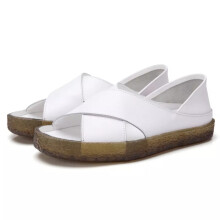 (White, UK 7=EUR 40) New Summer Ladies Sandals Shoes Elastic Womens Open Toes Ladies Comfy Flat Size