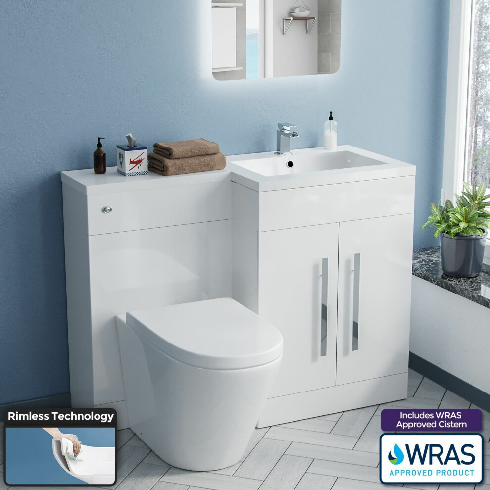 Nes Home Rh Vanity Sink Unit Back To Wall Wc Rimless Toilet Bathroom Suit Aric