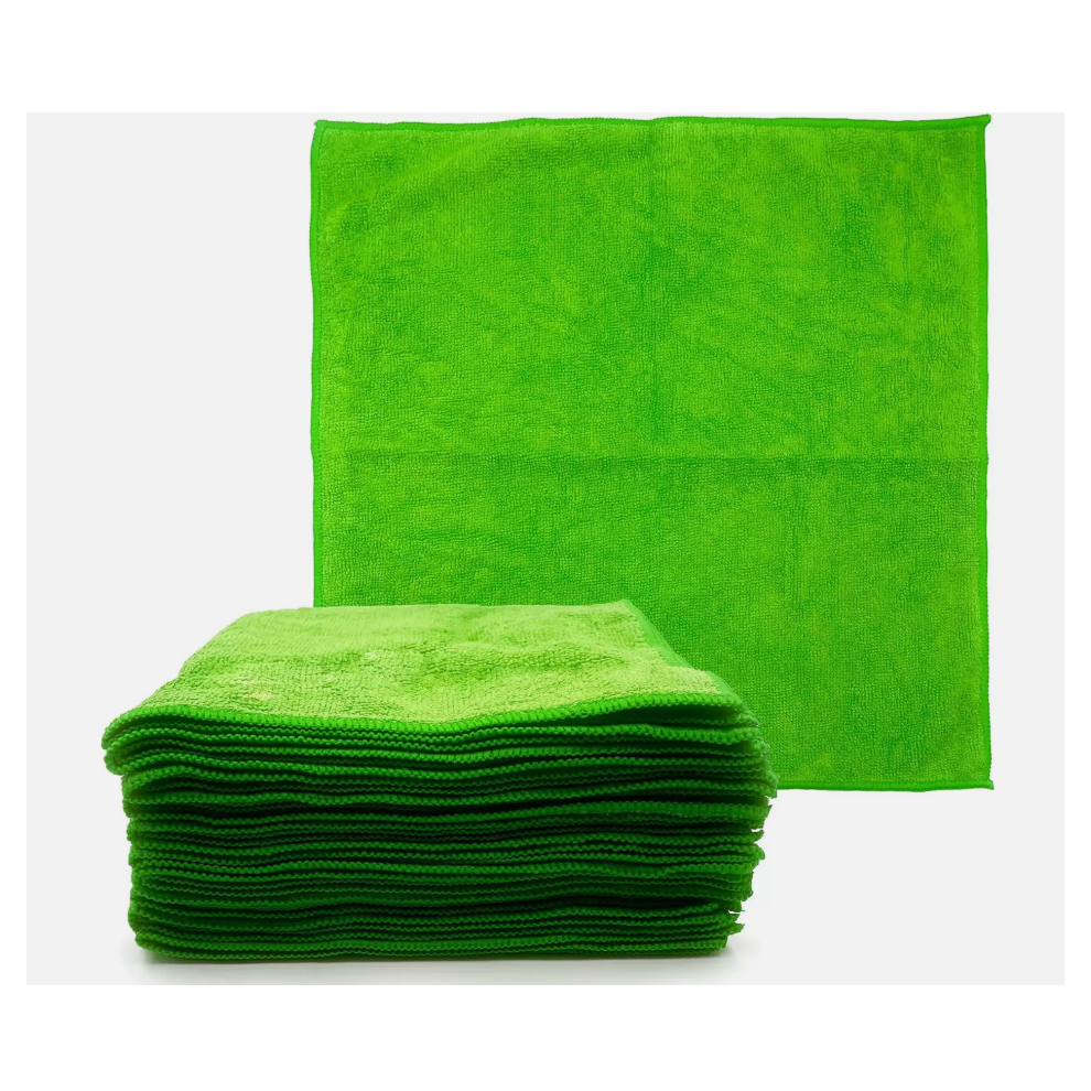 Microfibre Cloths 40x40 Cleaning Drying 10 Kitchen Window Car Green