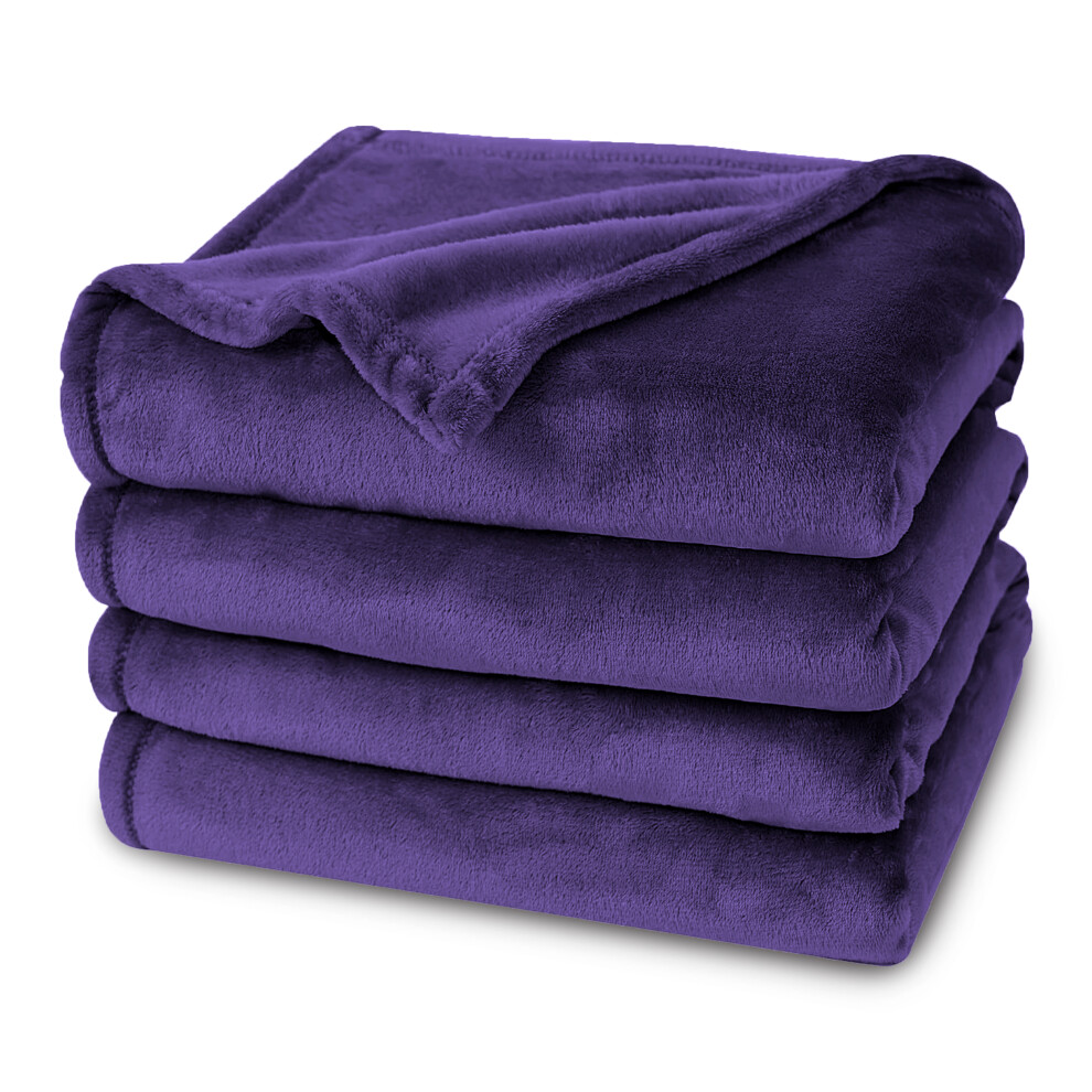 (Super King, Purple/Lilac Blanket) Fleece Blankets Throw Thick Warm Super Soft Bed Sofa Travel Large Faux Fur Mink Blanket Double & King