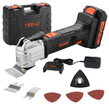 (One Battery ) TEENO Cordless Oscillating Multi-Tool,with 20V 2Ah Lithium-Ion,5000-18000 RPM,6 Variable Speed,3.2° Oscillation Angle,for Sawing, Cutting, Sanding