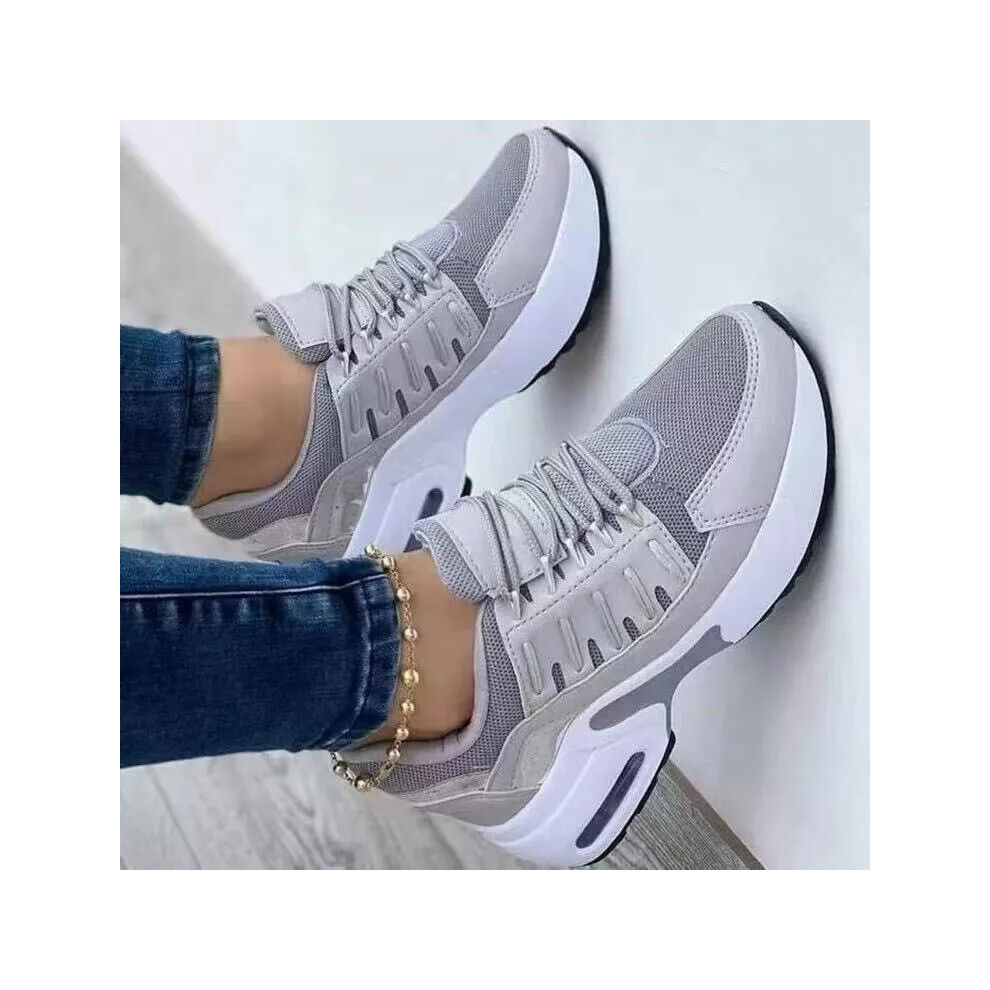 (Grey, 39=UK6) Ladies Womens Running Trainers Shock Absorbing Fitness Gym Sports Shoes Size