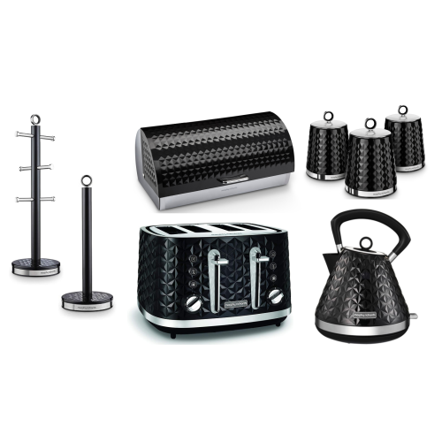 Morphy Richards Black Vector Kettle Toaster & Dimensions Storage Set on