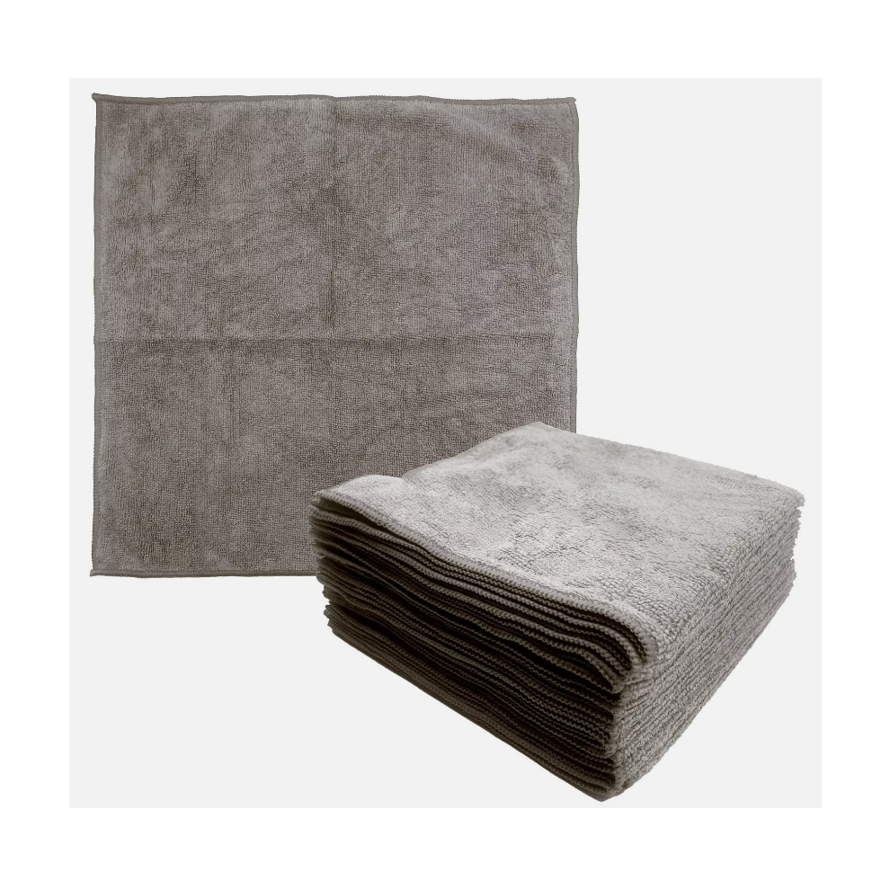 The Dustpan & Brush Store Microfibre Cloths 40X40 Cleaning Drying 10 Pcs Kitchen Window Car Gray